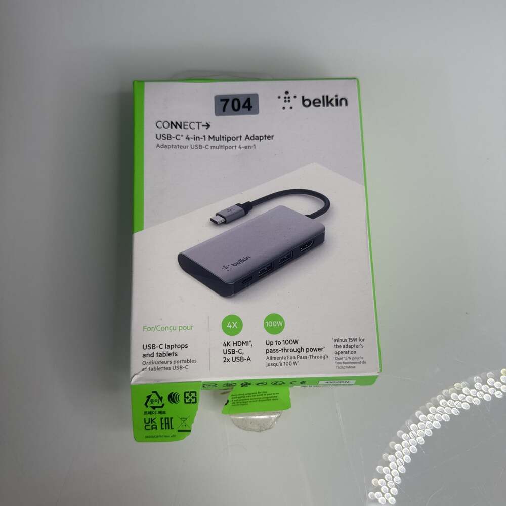 Belkin USB-C 4-in-1 Multiport Adapter with 4K HDMI, 100W Power Delivery